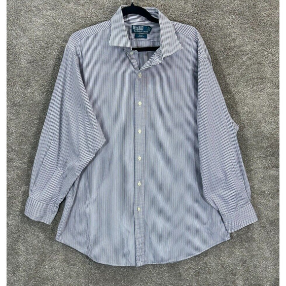 Polo Ralph Lauren Other - Polo Ralph Lauren Shirt Mens 17.5 32-33‎ Blue Black Stripe Regent Classic Fit